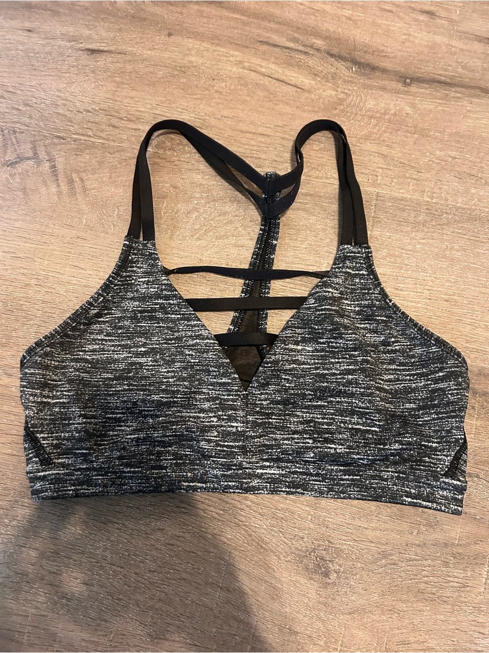 Victoria's Secret VSX Sports Bra Womens S Heather Gray Black Strappy